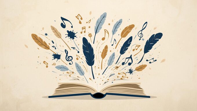 illustration pour site internet présentant la production poétiques d'élèves avec des symboles de la poesie.jpg